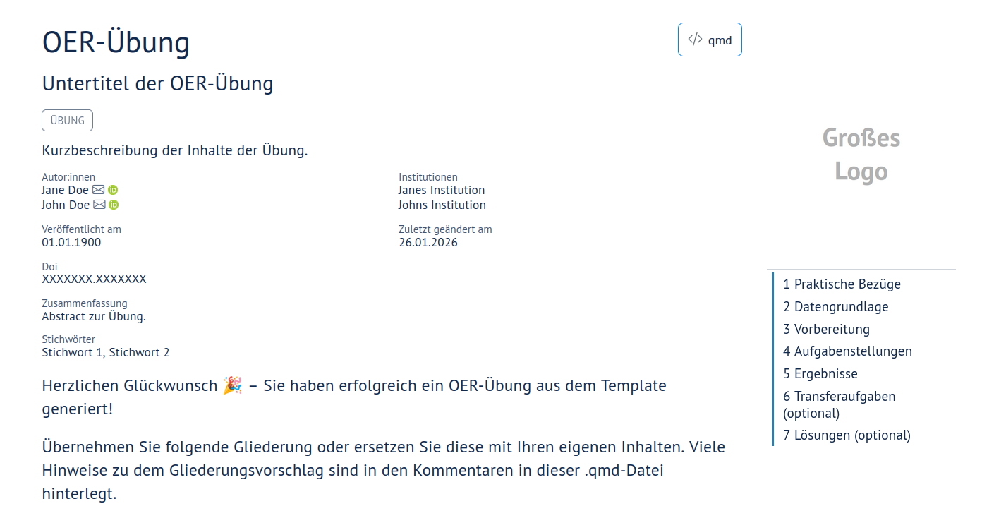 Screenshot der Ansicht der gerenderten HTML-Seite im Browser