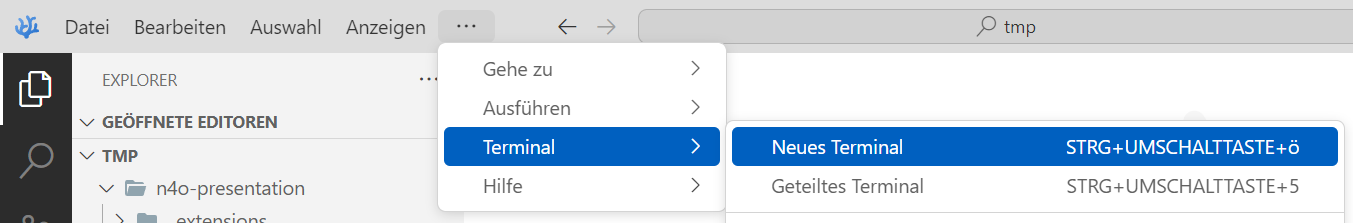 Screenshot der Menüzeile